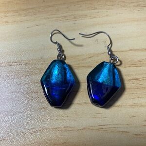 Blue Teal Glass Drop Earrings - Women Jewelry